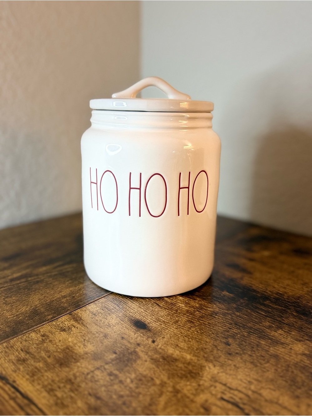 Rae Dunn White Ceramic "HO HO HO" Holiday Canister